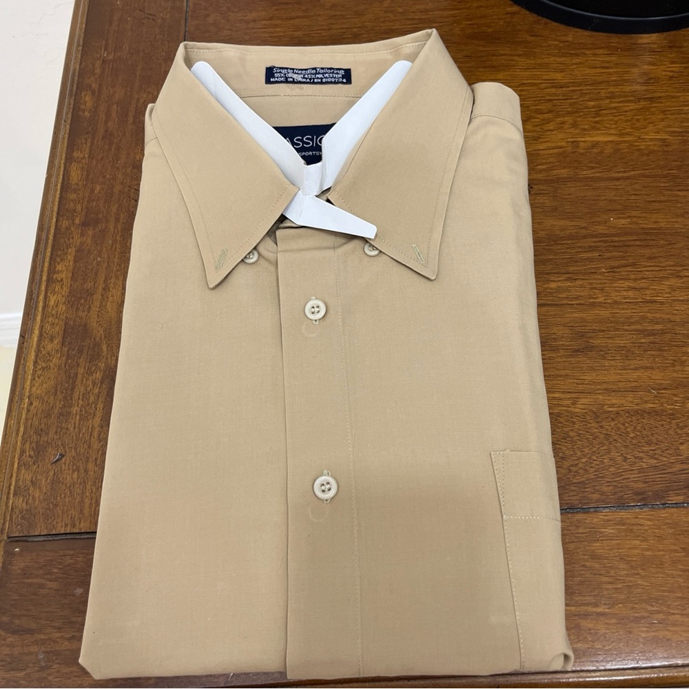 NWT Falcon Bay Sportswear Classic Men Long Sleeve Dress Shirt 3X 19-19 1/2 Beige